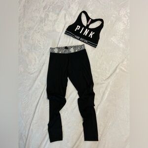 Victoria's Secret PINK NATION Black and White Yoga Leggings Set